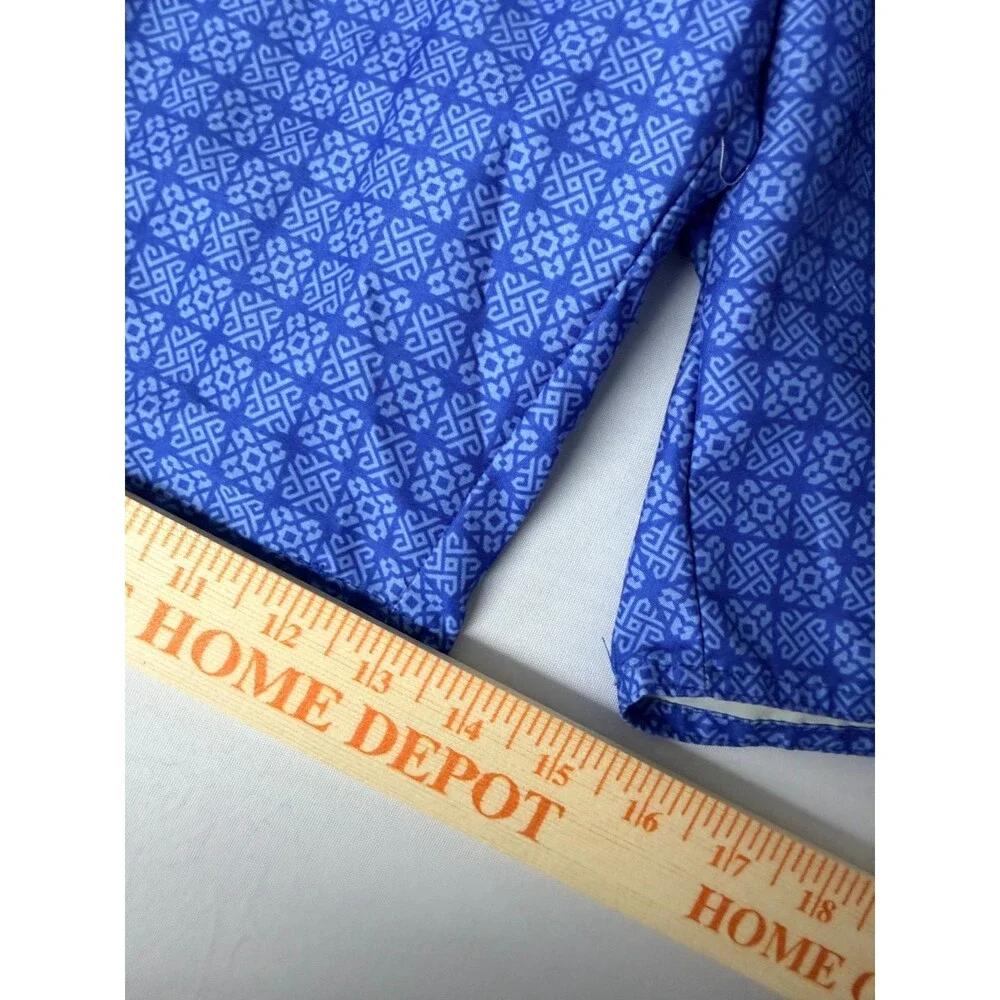 St Johns Bay Mens 2XL Blue Geometric Swim Trunks Mesh Lined Drawstring